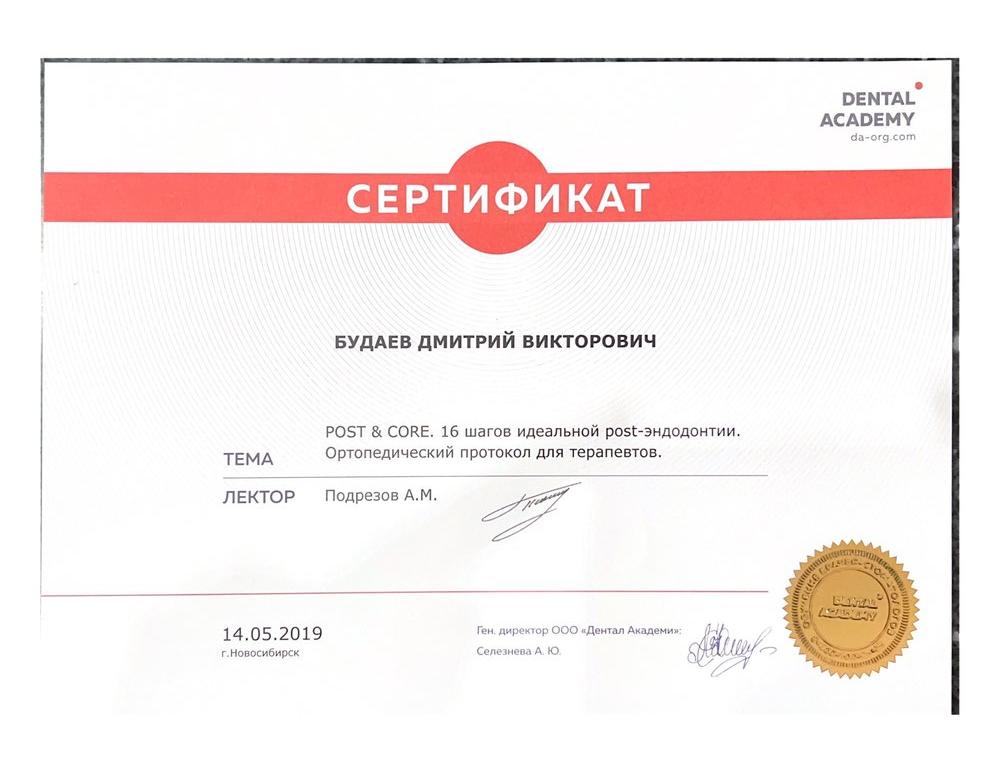 Будаев Дмитрий Викторович - Лицензии и сертификаты